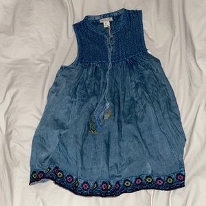 Rachel Zoe Denim Embroidered Tunic Tasseled